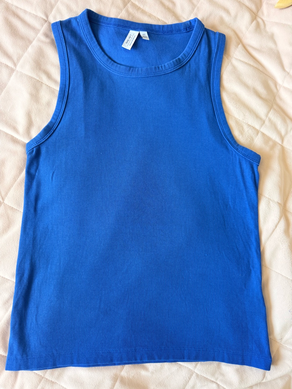 & Other Stories Blue Ribbed High-Neck Tank Top Size M (Like New)